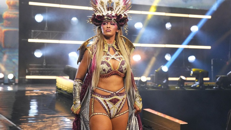 Megan Bayne makes her entrance at AEW Dynasty