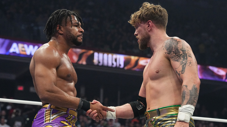 Kevin Knight and Will Ospreay shake hands at AEW Dynasty