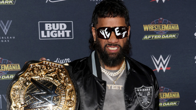 WWE World Heavyweight Champion Jey Uso attends WrestleMania After Dark Las Vegas Featuring mgk at LIV Nightclub at Fontainebleau Las Vegas on April 20, 2025 in Las Vegas, Nevada.