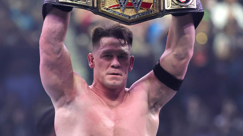 John Cena holds up WWE title belt at WrestleMania 41