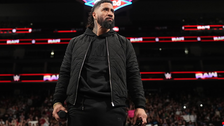 Jey Uso during Monday Night RAW at Golden 1 Center on April 14, 2025 in Sacramento, California.